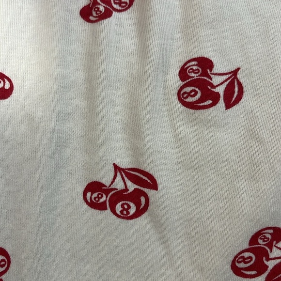 Love & Lazy Days Pajama Pants Cream Red Cherry Eight Ball Print Cozy Soft Sz XL - Picture 4 of 8